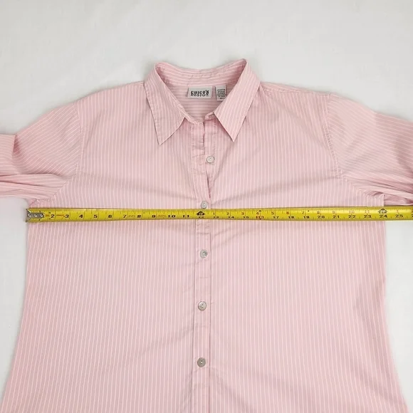 Vintage Chico's Design Pink And White Stripe Button Down Top. - Picture 5 of 8